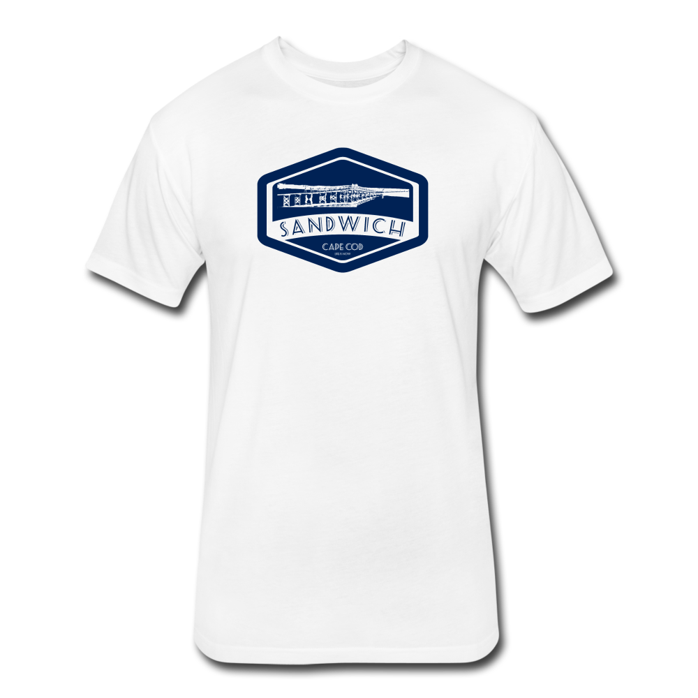 Sandwich Boardwalk Navy Fitted Cotton/Poly T-Shirt - white