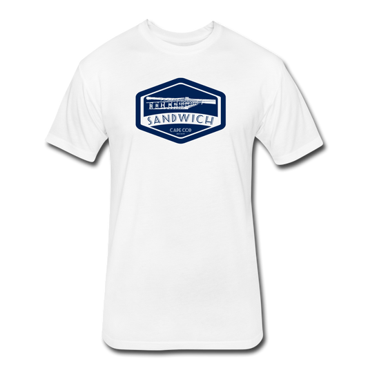 Sandwich Boardwalk Navy Fitted Cotton/Poly T-Shirt - white