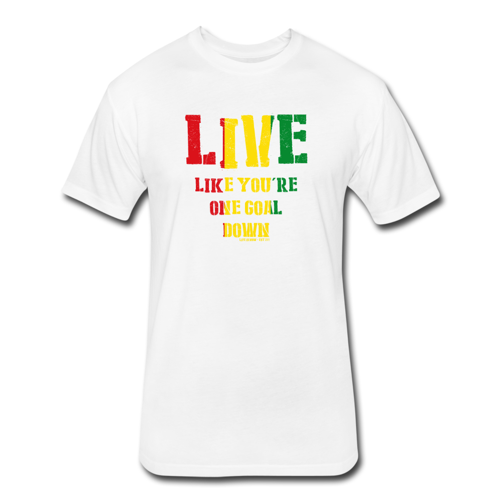 Rasta One Goal Down Fitted Cotton/Poly T-Shirt - white