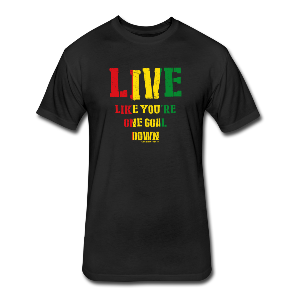 Rasta One Goal Down Fitted Cotton/Poly T-Shirt - black