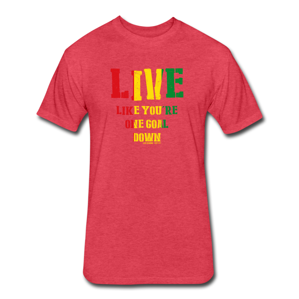 Rasta One Goal Down Fitted Cotton/Poly T-Shirt - heather red