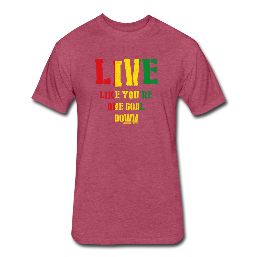 Rasta One Goal Down Fitted Cotton/Poly T-Shirt - heather burgundy