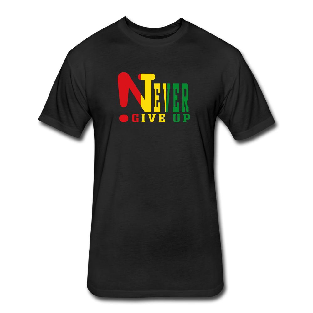 Rasta !Never Give Up Fitted Cotton/Poly T-Shirt - black