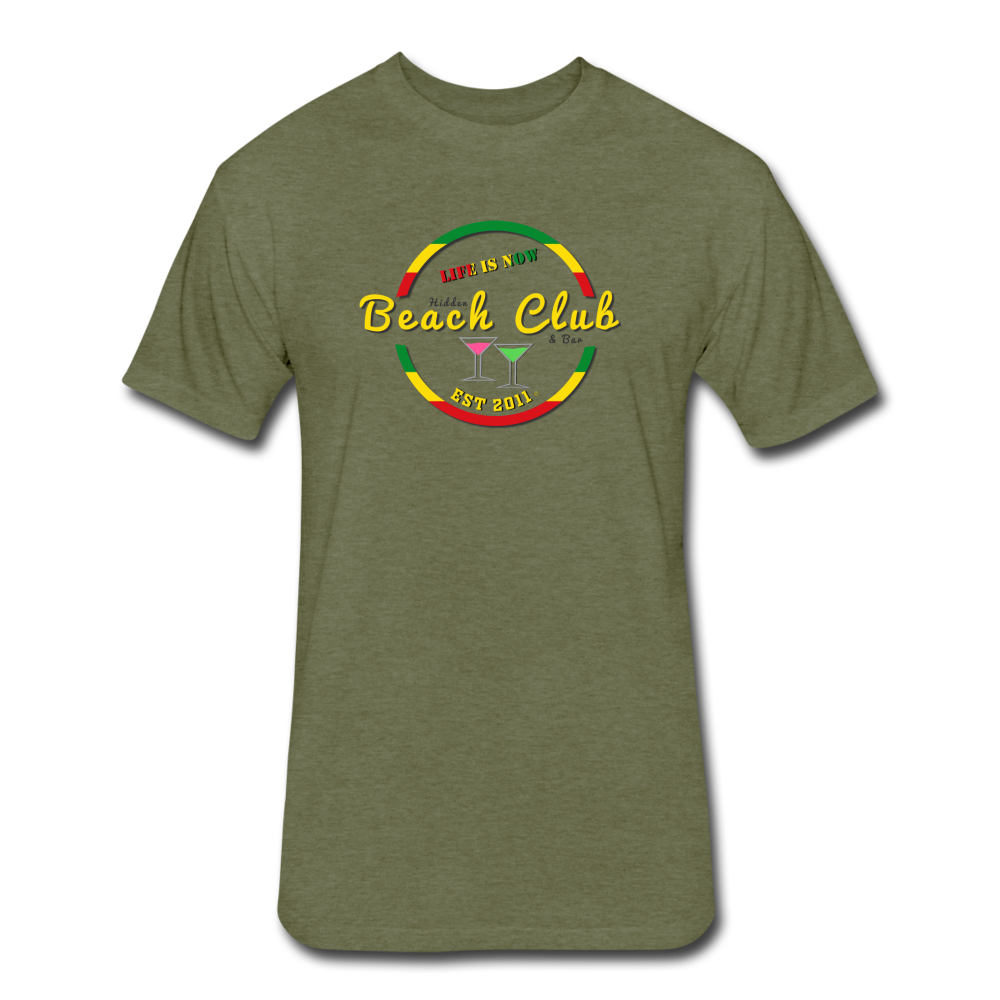 Rasta Beach Club Fitted Cotton/Poly T-Shirt - heather military green