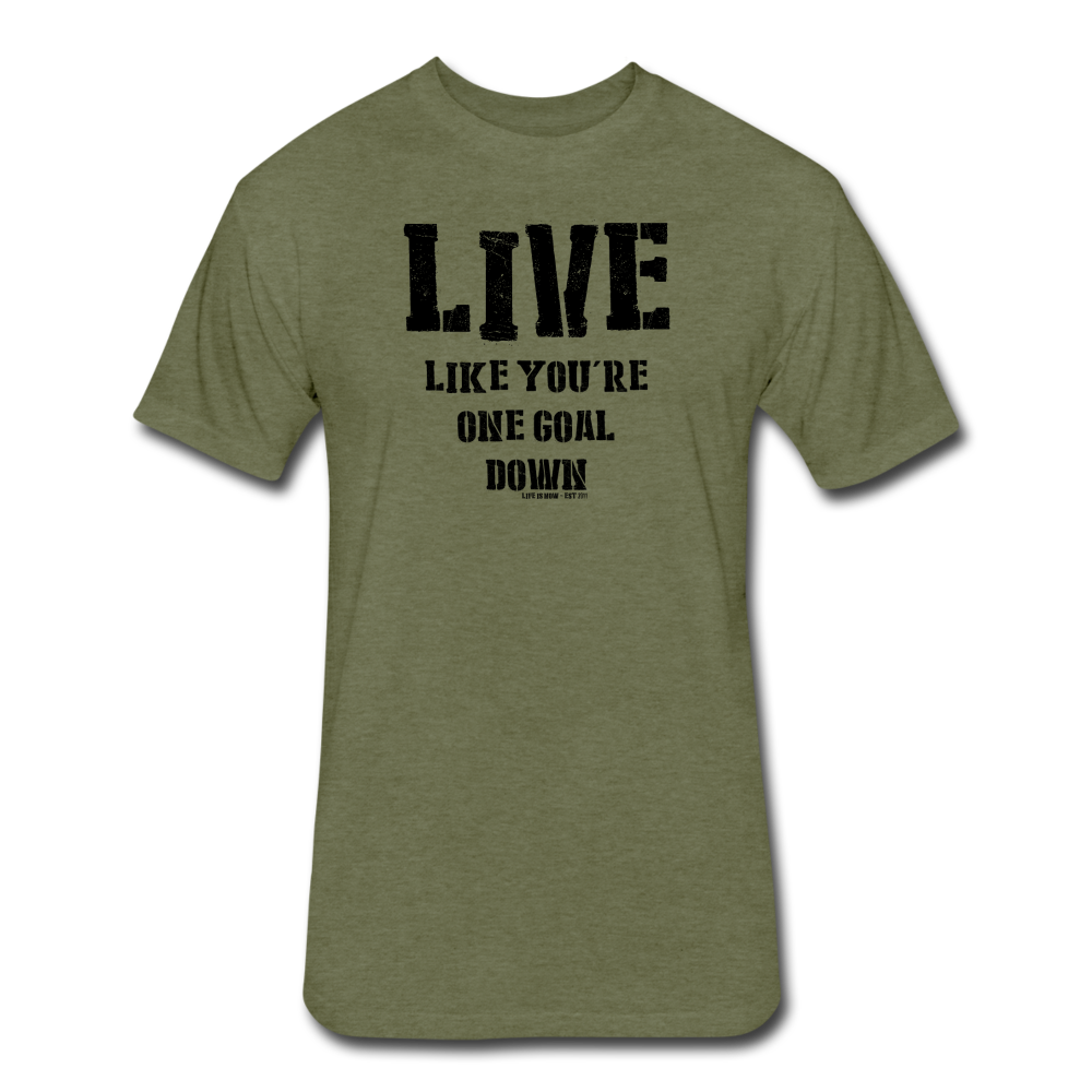 One Goal Down Fitted Cotton/Poly T-Shirt - heather military green
