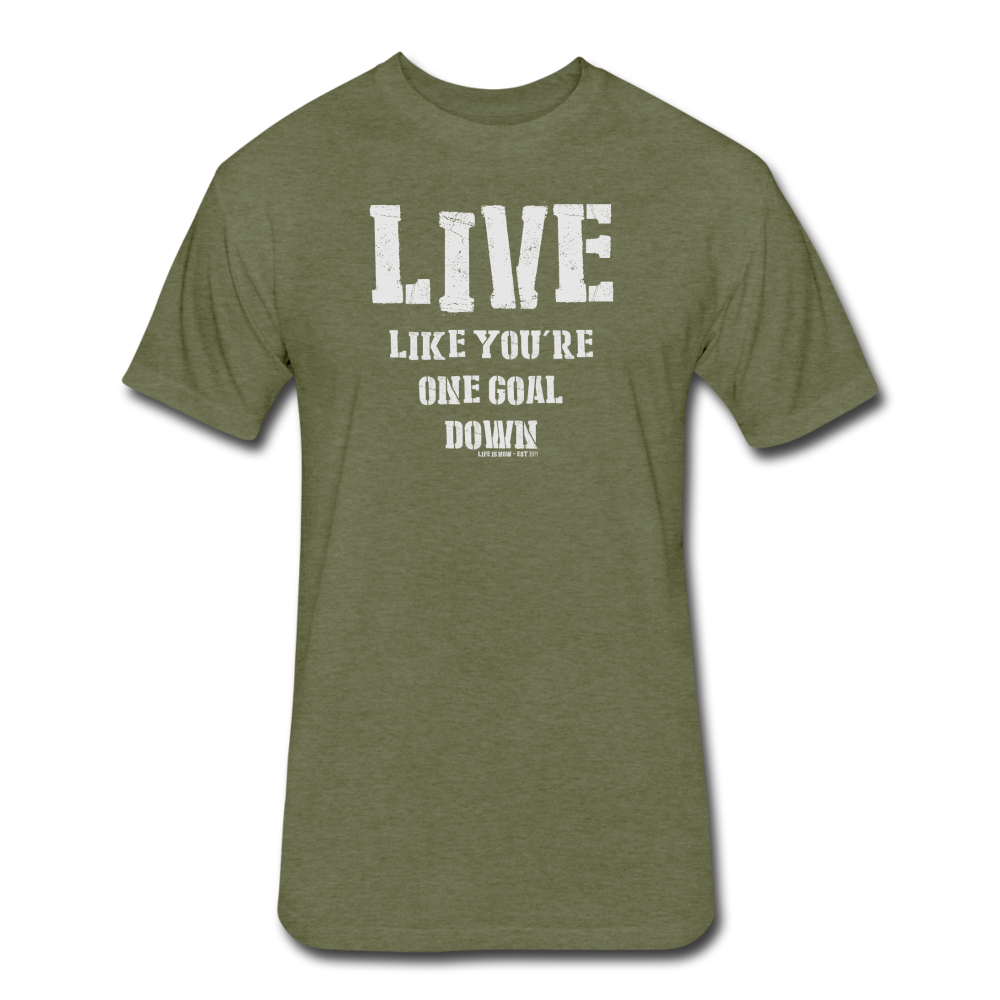 One Goal Down (white) Fitted Cotton/Poly T-Shirt - heather military green