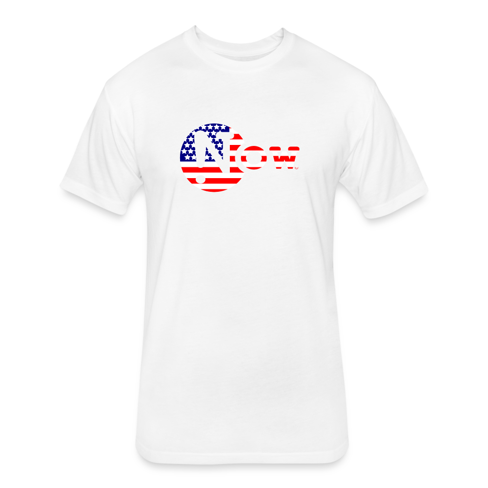 !Now US Flag Cut Out Fitted Cotton/Poly T-Shirt - white