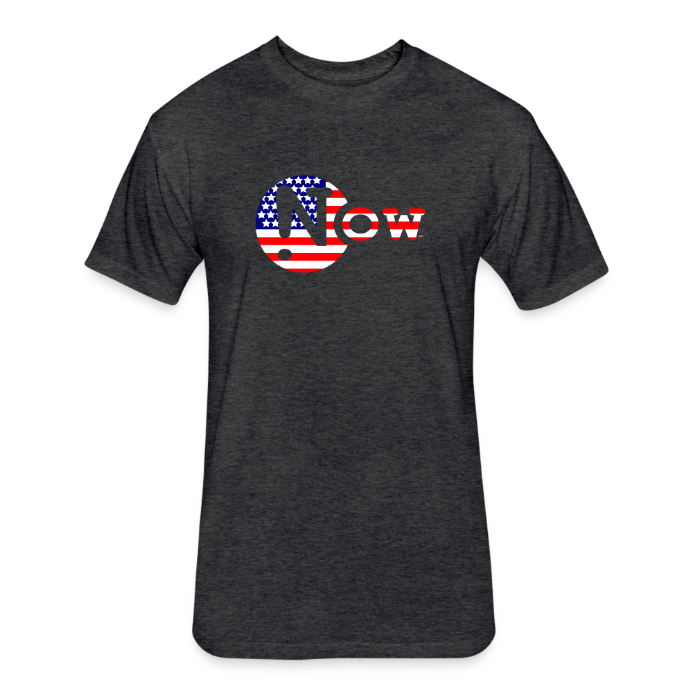 !Now US Flag Cut Out Fitted Cotton/Poly T-Shirt - heather black