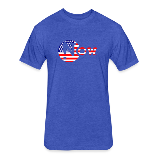 !Now US Flag Cut Out Fitted Cotton/Poly T-Shirt - heather royal