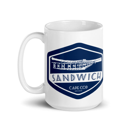 Sandwich Boardwalk Badge White glossy mug